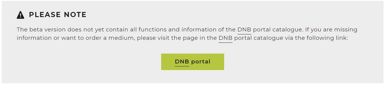 Screenshot of the link to the DNB portal 